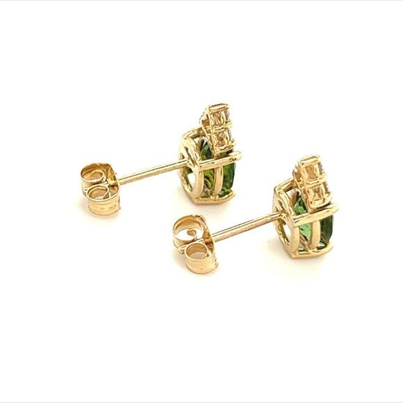 Natural Tourmaline Diamond Earrings 14k Gold 1.87 TCW Certified $2,950 210759 - Picture 11 of 13